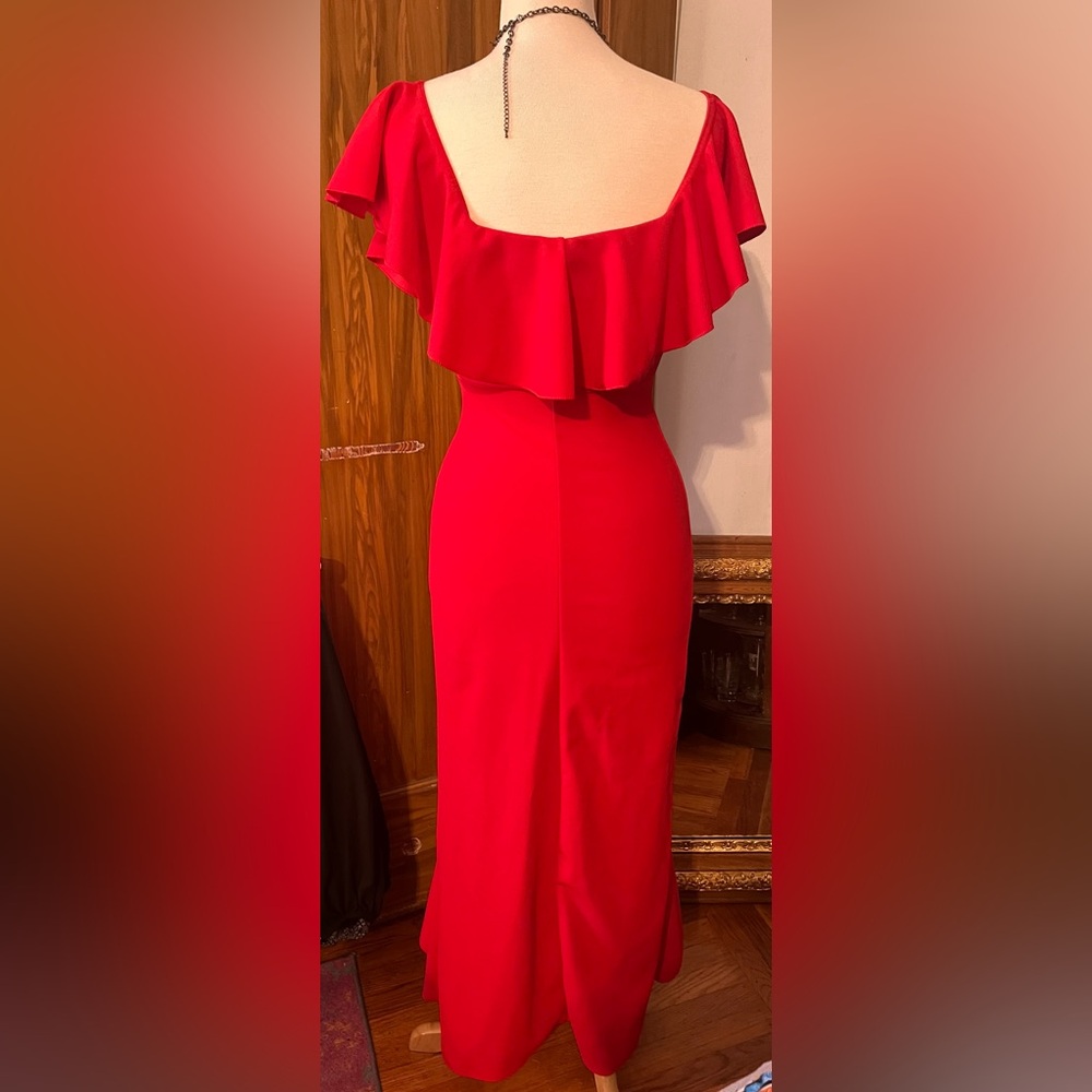Boohoo Red Asymmetrical Ruffled Sundress - Picture 2 of 4